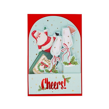 Popup Greeting card, Xmas, Santa cheers, Jolly Holiday (BGPXS0013)
