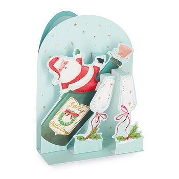 Popup Greeting card, Xmas, Santa cheers, Jolly Holiday (BGPXS0013)