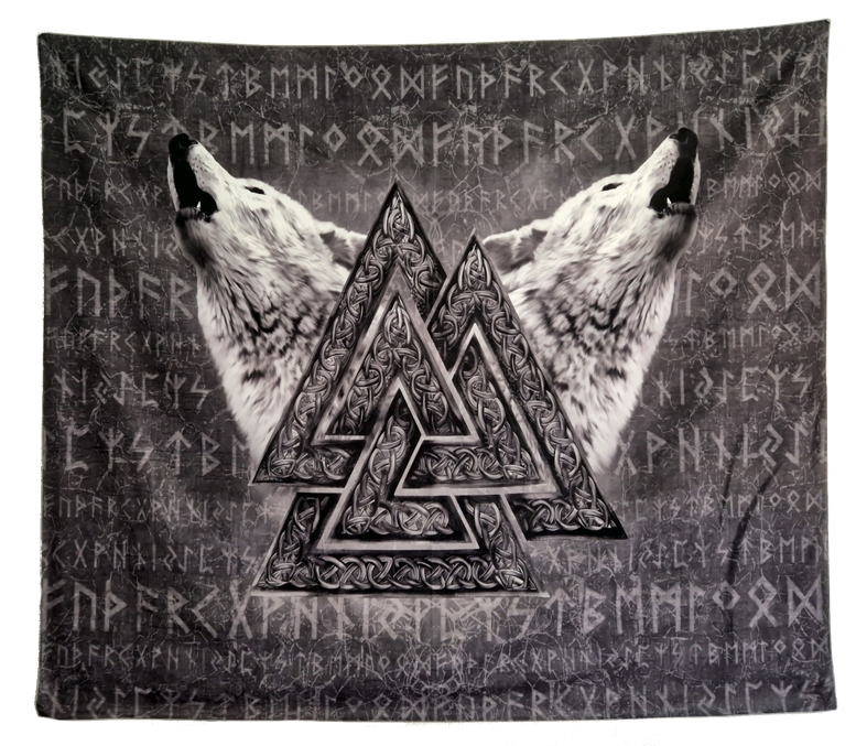  Väggbonad - Valknut med Vargar