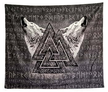  Väggbonad - Valknut med Vargar