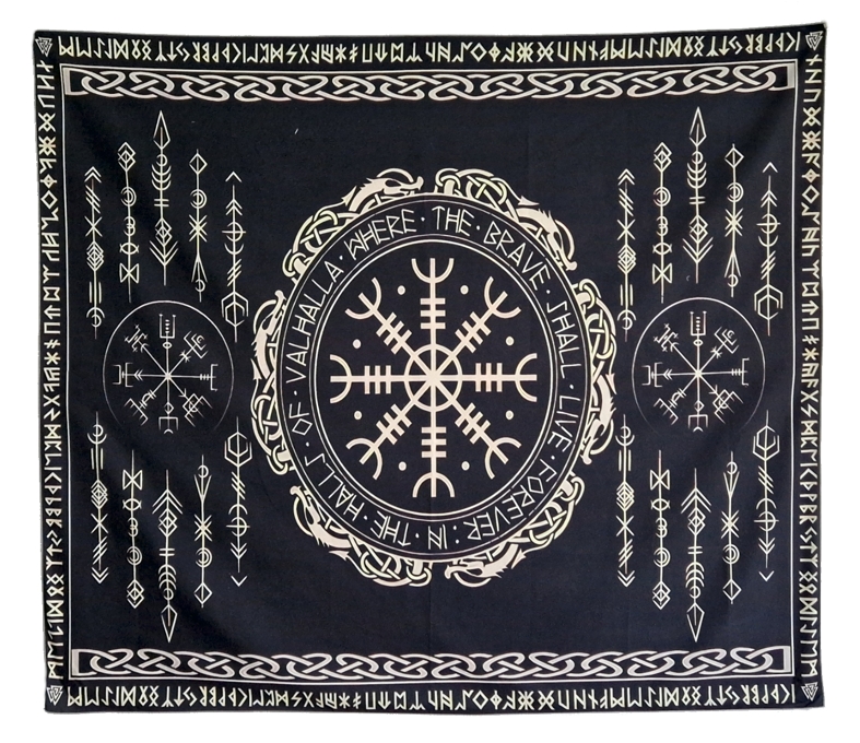  Väggbonad - Aegishjalmur / Skräckhjälm med Vegvísir / Vegvisir