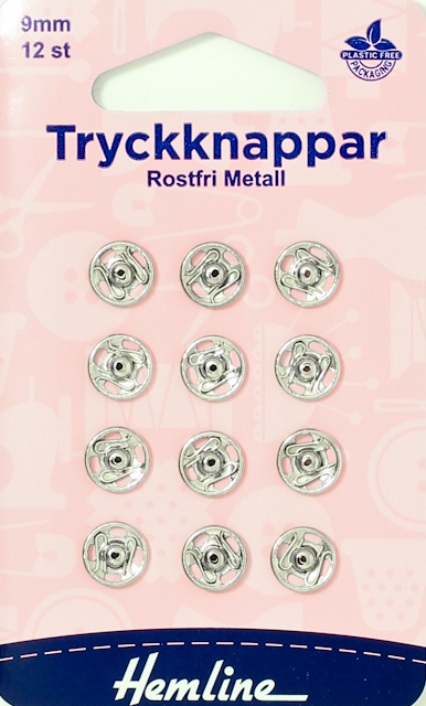 Tryckknappar 9mm silver 12st