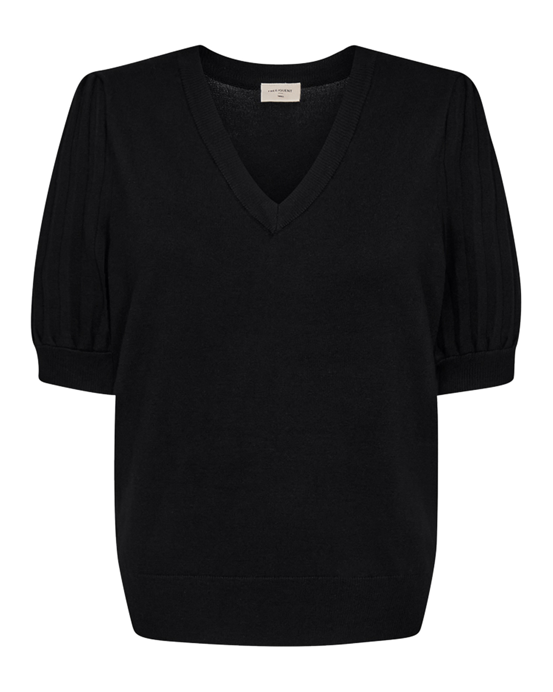 Jumper Joel v-ringad ribbad puff svart