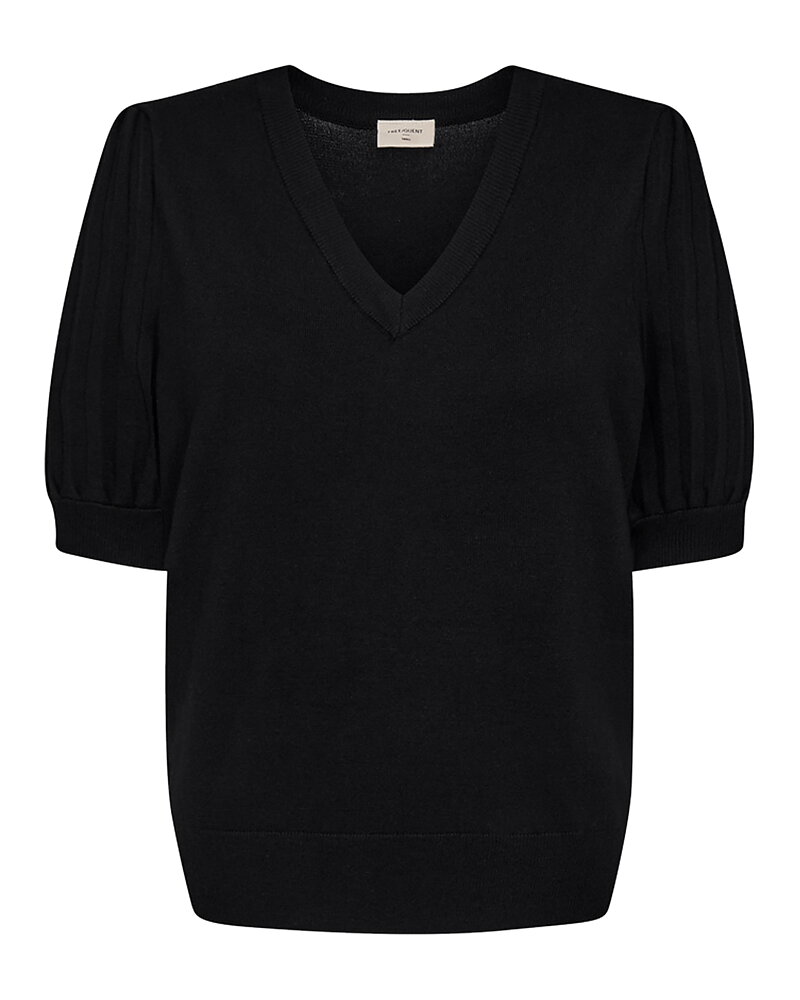 Jumper Joel v-ringad ribbad puff svart