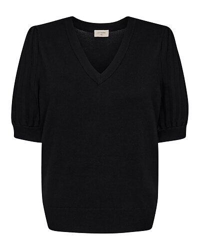 Jumper Joel v-ringad ribbad puff svart