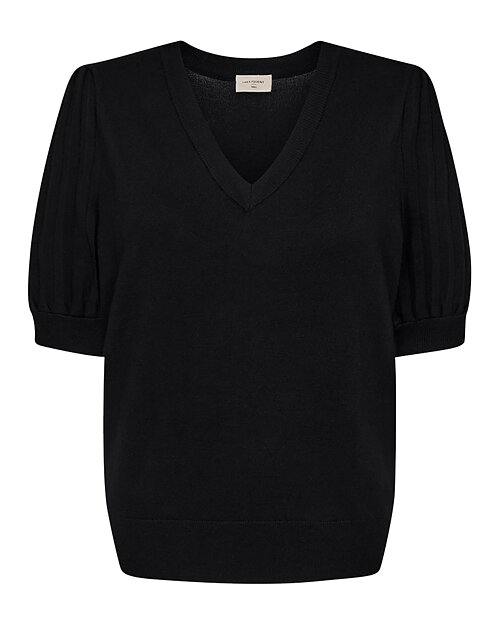 Jumper Joel v-ringad ribbad puff svart