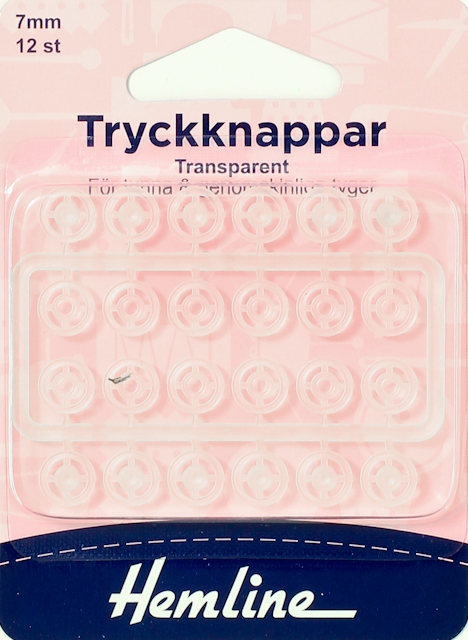 Tryckknappar 7 mm Transp. Plast 12st