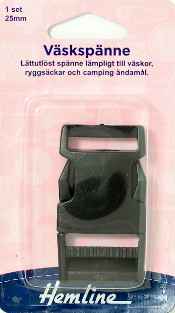 Väskspänne 25mm Svart 1set