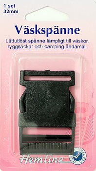 Väskspänne 32mm Svart 1set