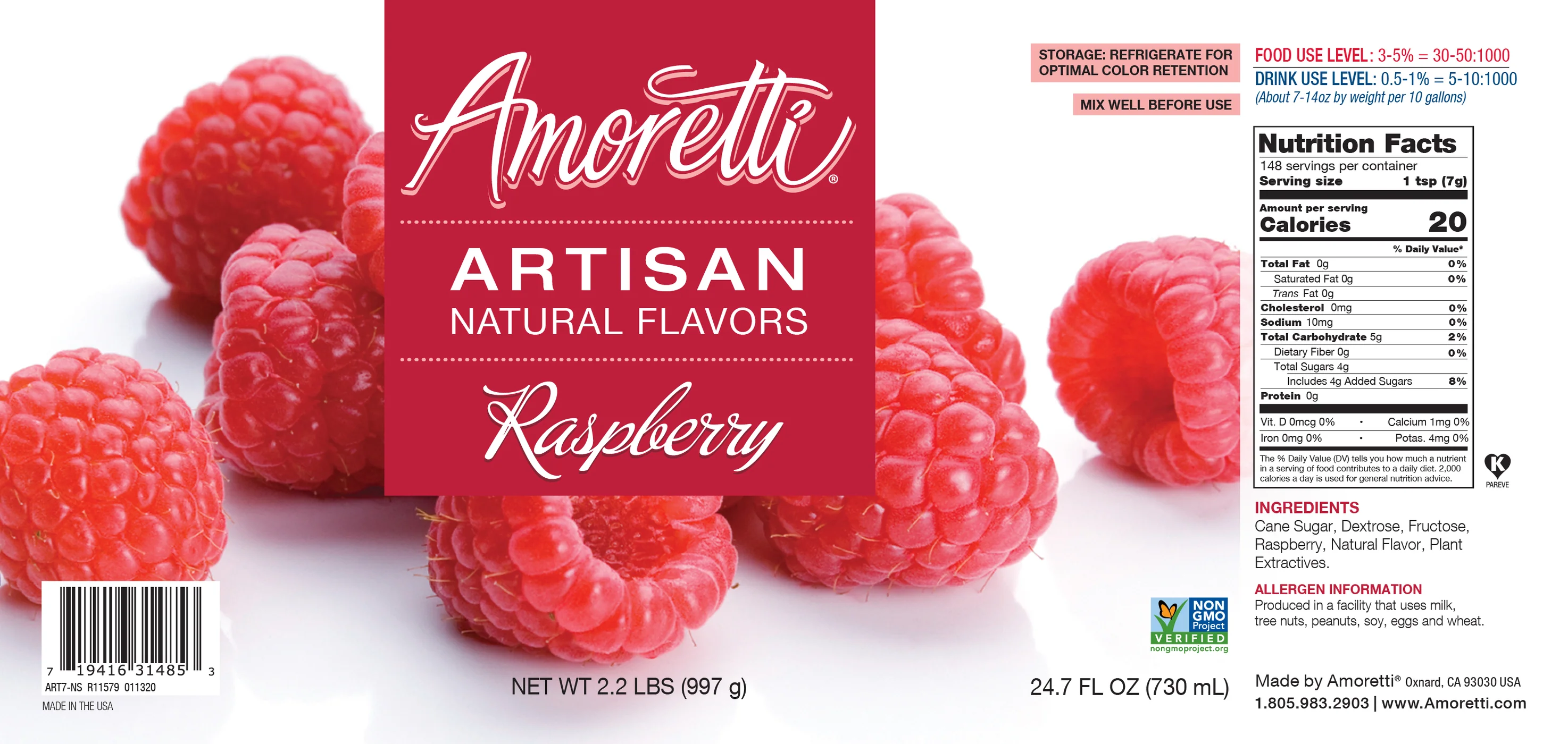 Raspberry, Amoretti Artisan, 226 g - 2