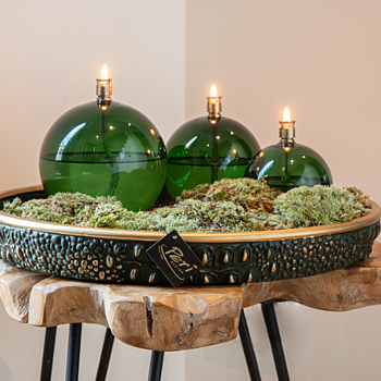 Peri Living Oil Lamp, Round, Green Brass, S