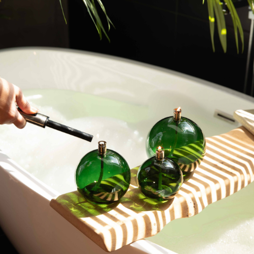 Peri Living Round Oil Lamp, Green Brass, L - 6