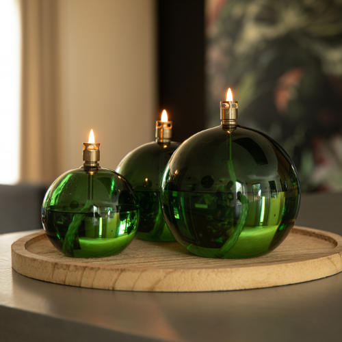 Peri Living Round Oil Lamp, Green Brass, L - 2