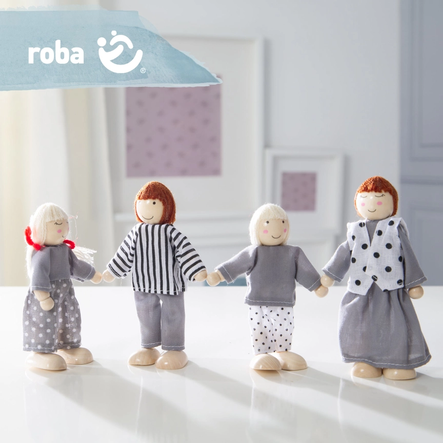  Dockhus i trä inklusive möbler och dockor från Roba Kids - vitt  - 9