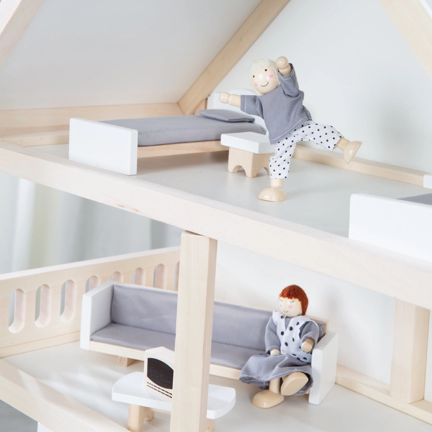  Dockhus i trä inklusive möbler och dockor från Roba Kids - vitt  - 7