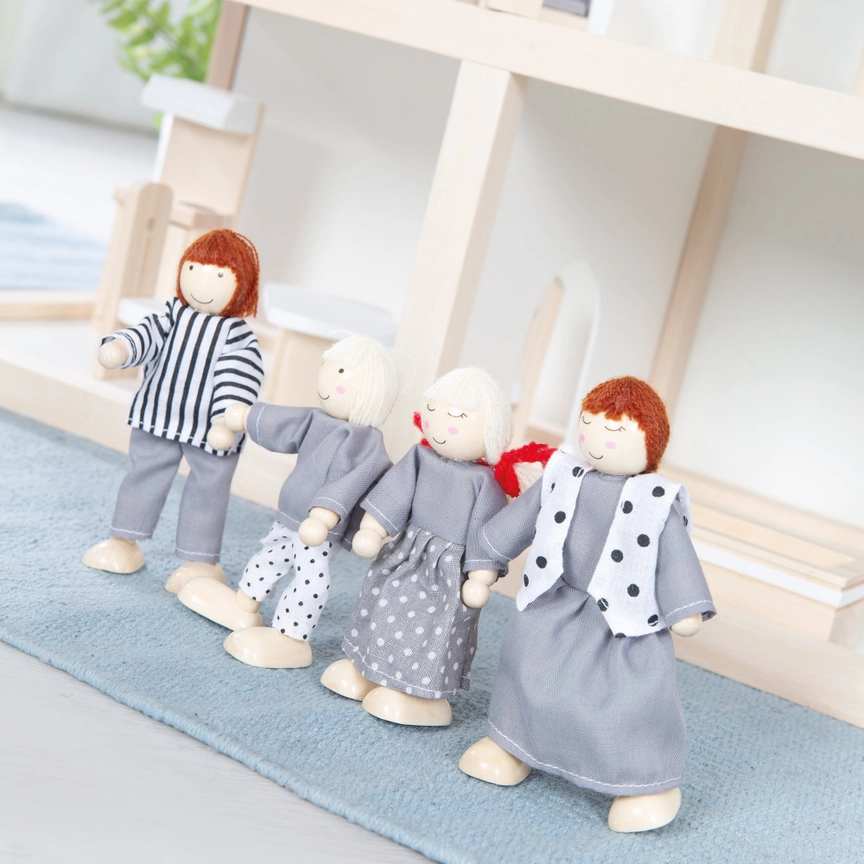  Dockhus i trä inklusive möbler och dockor från Roba Kids - vitt  - 5