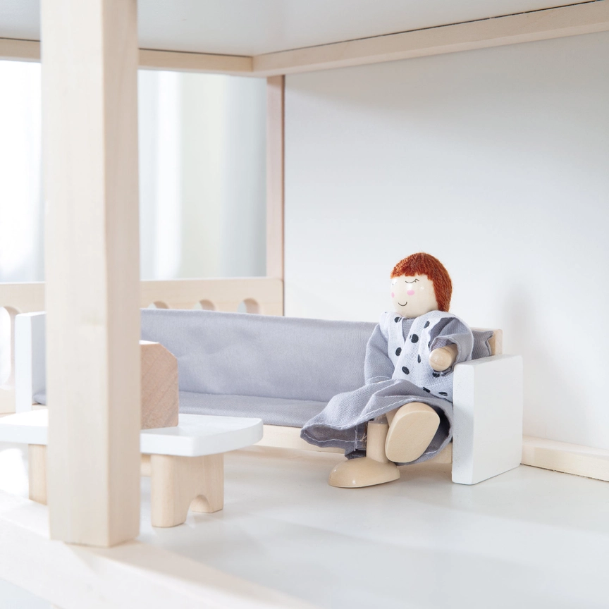  Dockhus i trä inklusive möbler och dockor från Roba Kids - vitt  - 10
