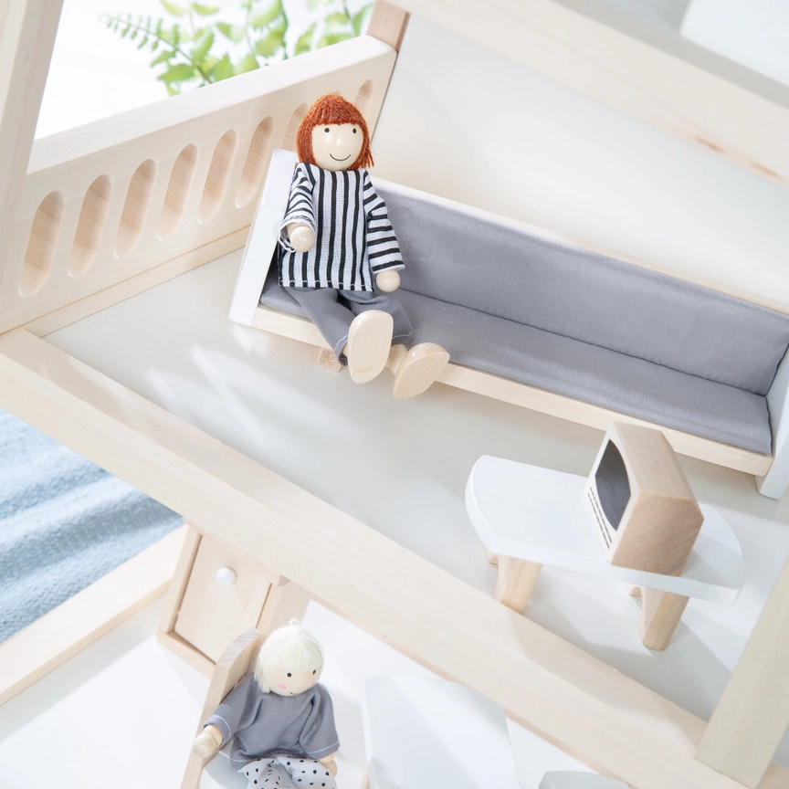  Dockhus i trä inklusive möbler och dockor från Roba Kids - vitt  - 8