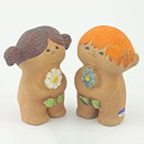 Lisa Larson (Adam & Eva 1972) Boy and Girl Figurines (Small) 11 cm (2)