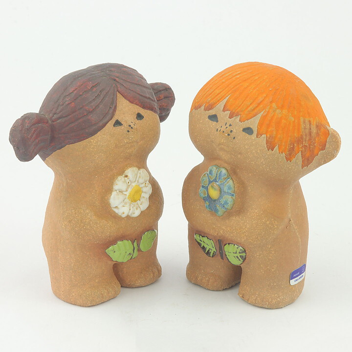 Lisa Larson (Adam & Eva 1972) Boy and Girl Figurines (Small) 11 cm (2)