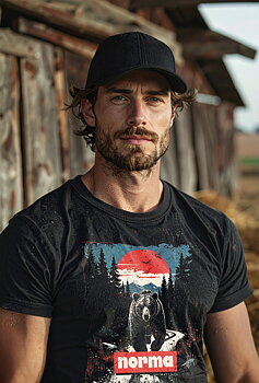 NORMA® retro bear attack men's t-shirt