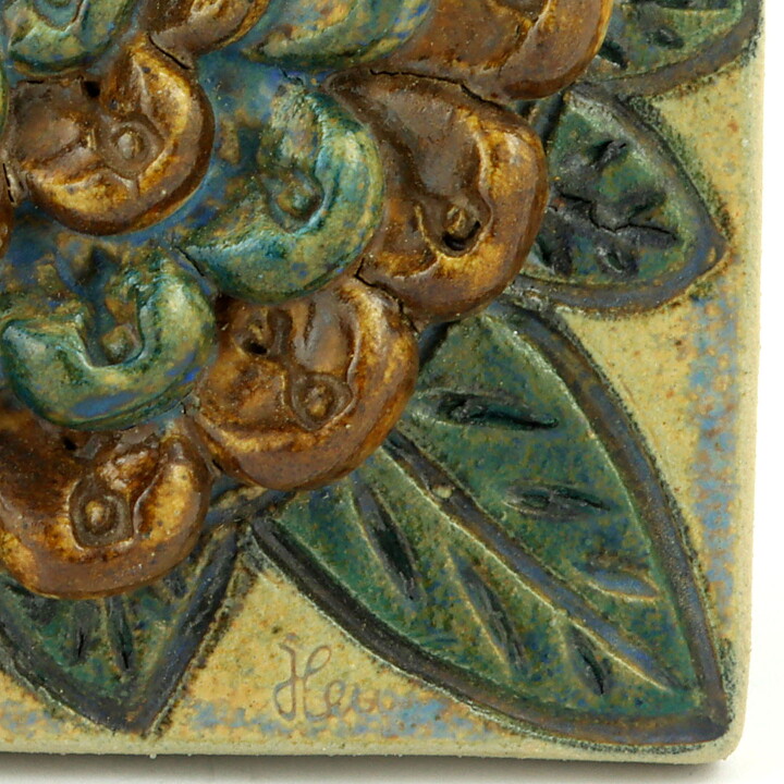Heinz Preissler (1968) Quadratic Wall Plaque with Flower Motif 13 cm