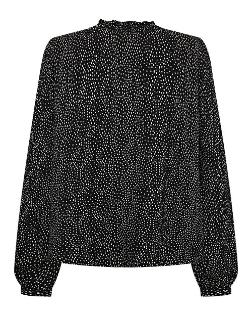Blus Adney v-ringad prickig smock i kragen svart - 2