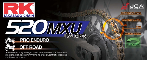 RK Chain 520 MXU Chain UW-Ring Heavy Duty Ultra Light