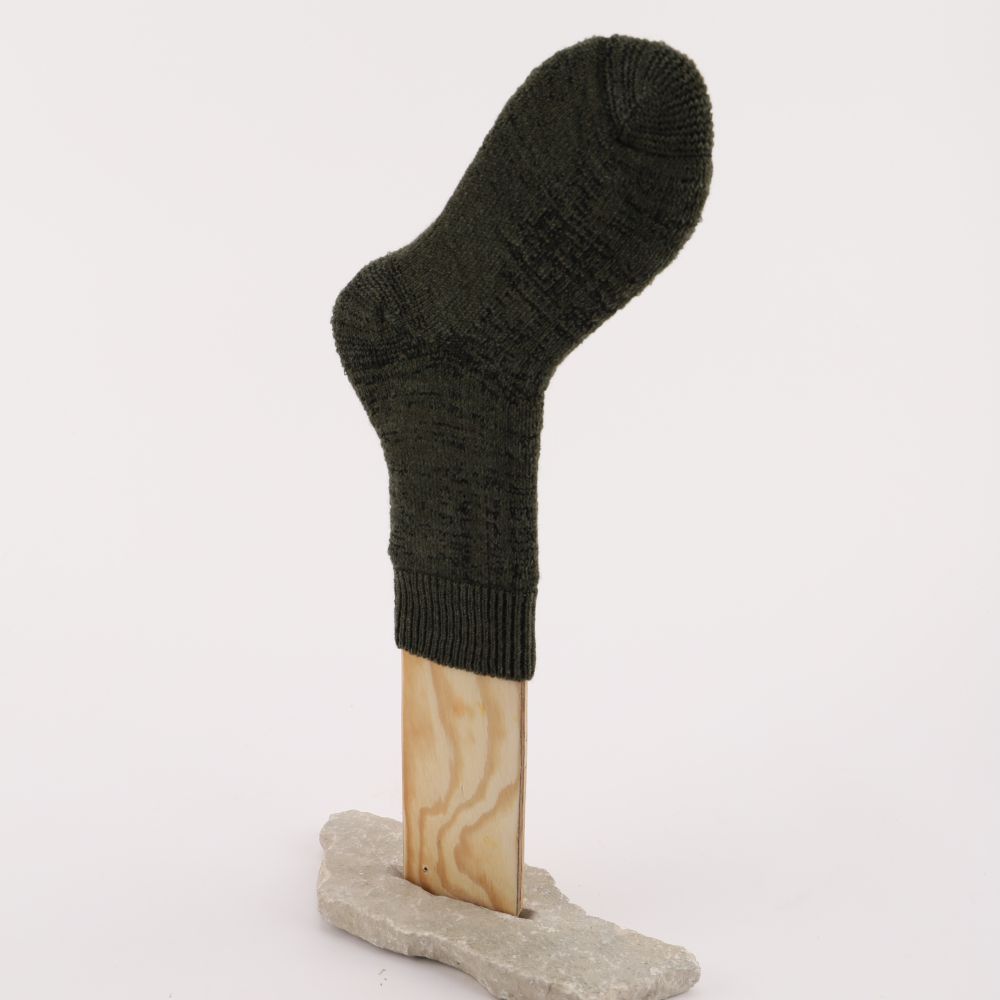 Gröna frottéstickade merinoullsockar