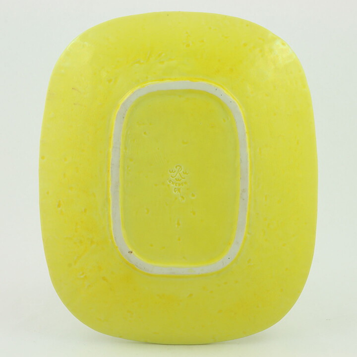 Gunnar Nylund (1950s) Yellow Dish with Plant Relief 24 cm