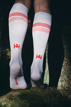 Mästarn Thin Race O-sock vit/röd