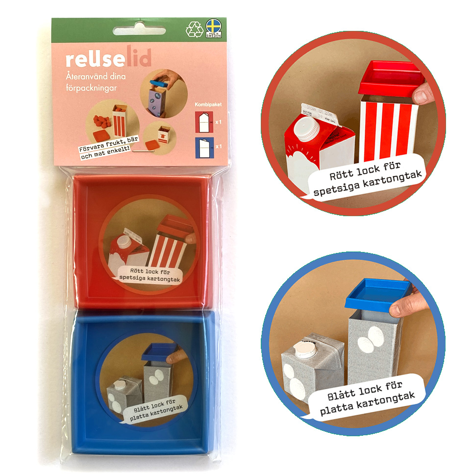 Reuselid Kombipaket rött och blått lock
