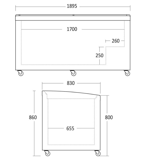 Frysbox / kylbox exponering  SIF700ADGC, 670 liter