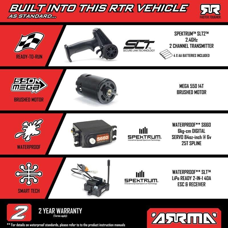 ARRMA 1/10 GORGON 2WD RTR Brushed Monster Truck (Batt & Char Included), Purple - 29