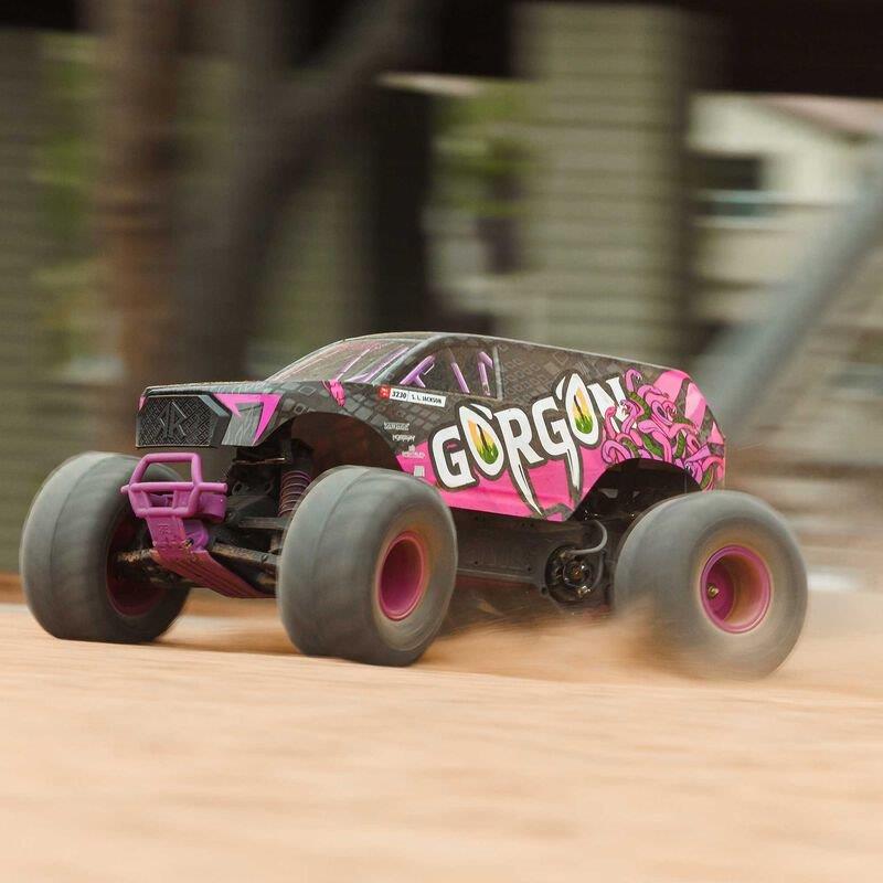 ARRMA 1/10 GORGON 2WD RTR Brushed Monster Truck (Batt & Char Included), Purple - 4