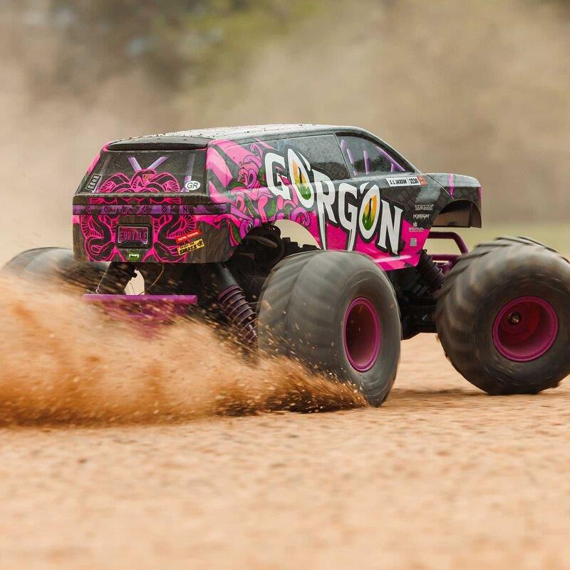 ARRMA 1/10 GORGON 2WD RTR Brushed Monster Truck (Batt & Char Included), Purple - 5