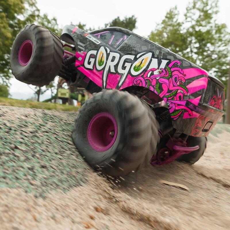 ARRMA 1/10 GORGON 2WD RTR Brushed Monster Truck (Batt & Char Included), Purple - 6