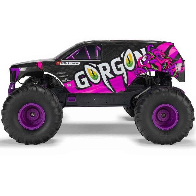 ARRMA 1/10 GORGON 2WD RTR Brushed Monster Truck (Batt & Char Included), Purple - 10