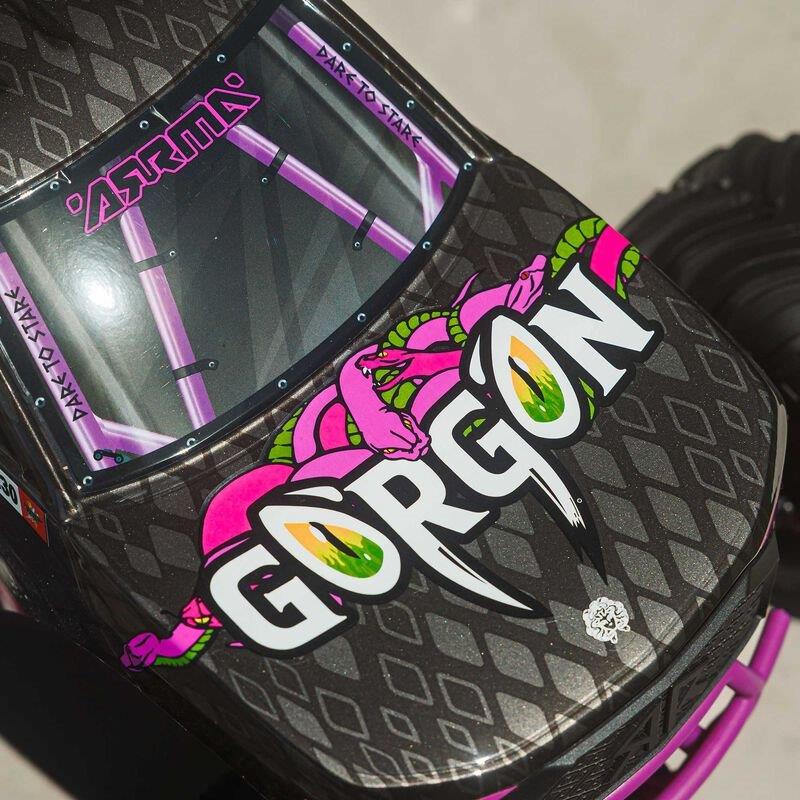 ARRMA 1/10 GORGON 2WD RTR Brushed Monster Truck (Batt & Char Included), Purple - 22