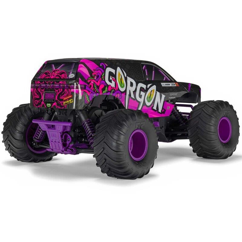 ARRMA 1/10 GORGON 2WD RTR Brushed Monster Truck (Batt & Char Included), Purple - 12