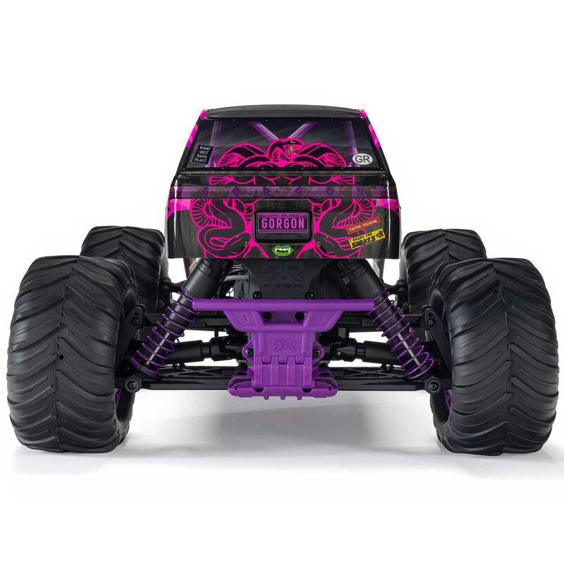 ARRMA 1/10 GORGON 2WD RTR Brushed Monster Truck (Batt & Char Included), Purple - 14