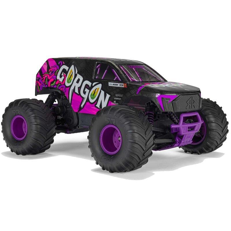 ARRMA 1/10 GORGON 2WD RTR Brushed Monster Truck (Batt & Char Included), Purple - 11
