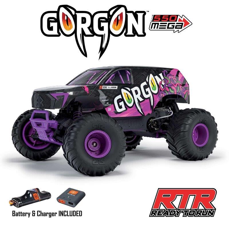 ARRMA 1/10 GORGON 2WD RTR Brushed Monster Truck (Batt & Char Included), Purple - 30