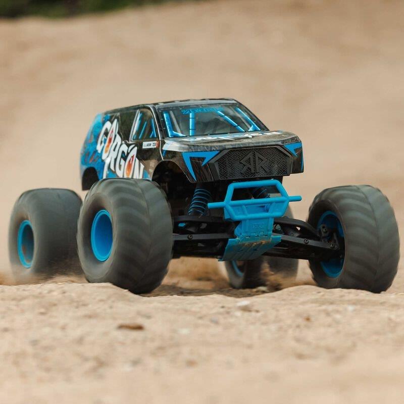 ARRMA 1/10 GORGON 2WD RTR Brushed Monster Truck (Batt & Char Included), Blue - 4