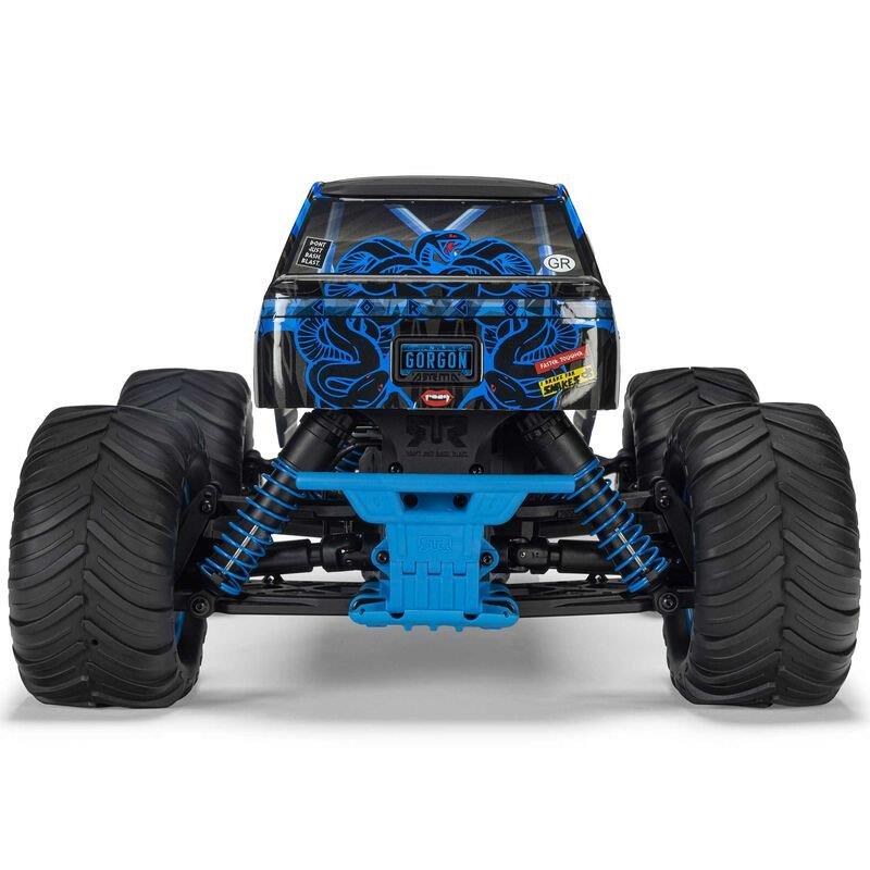 ARRMA 1/10 GORGON 2WD RTR Brushed Monster Truck (Batt & Char Included), Blue - 14