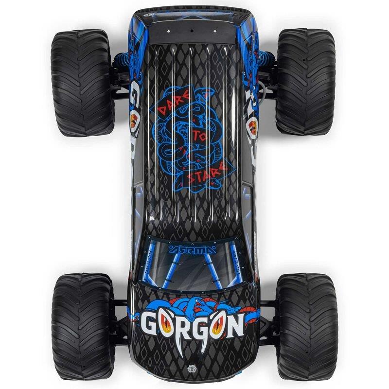 ARRMA 1/10 GORGON 2WD RTR Brushed Monster Truck (Batt & Char Included), Blue - 15