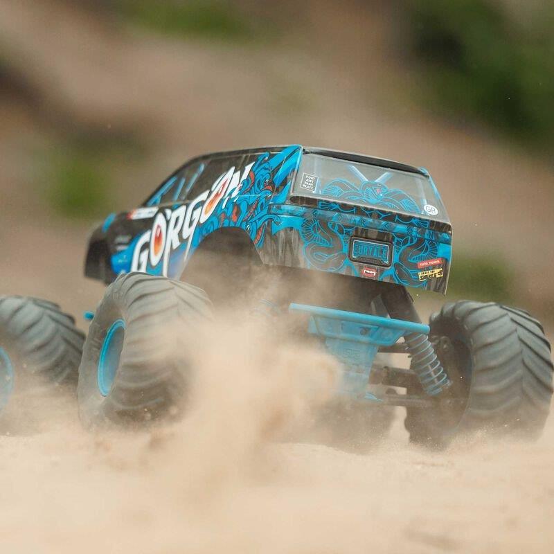 ARRMA 1/10 GORGON 2WD RTR Brushed Monster Truck (Batt & Char Included), Blue - 5