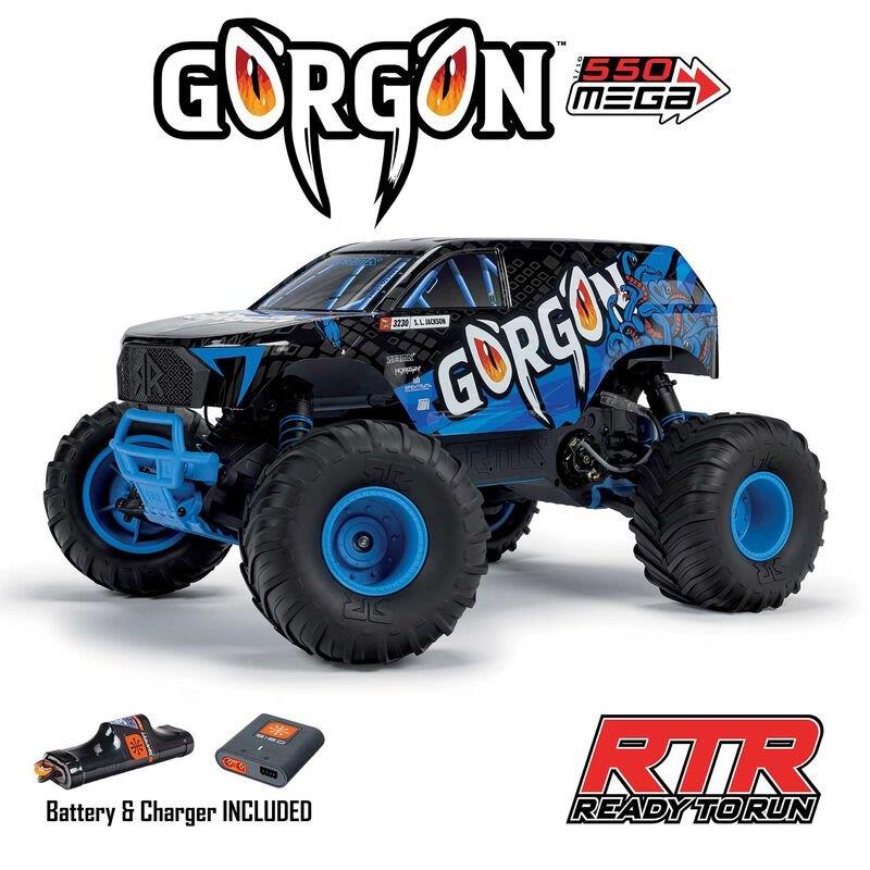 ARRMA 1/10 GORGON 2WD RTR Brushed Monster Truck (Batt & Char Included), Blue - 31