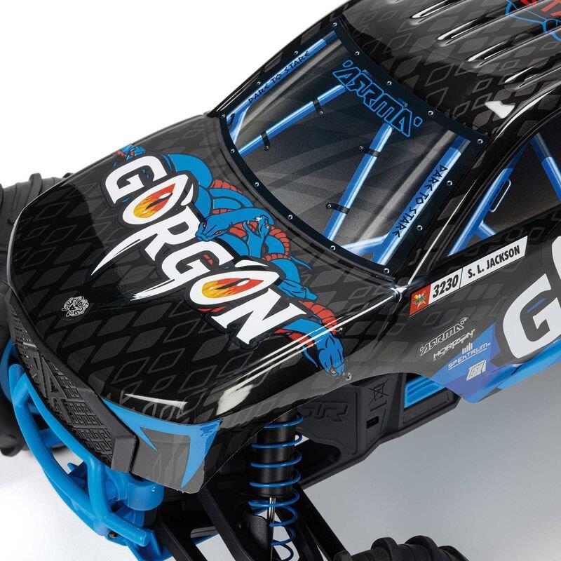 ARRMA 1/10 GORGON 2WD RTR Brushed Monster Truck (Batt & Char Included), Blue - 19