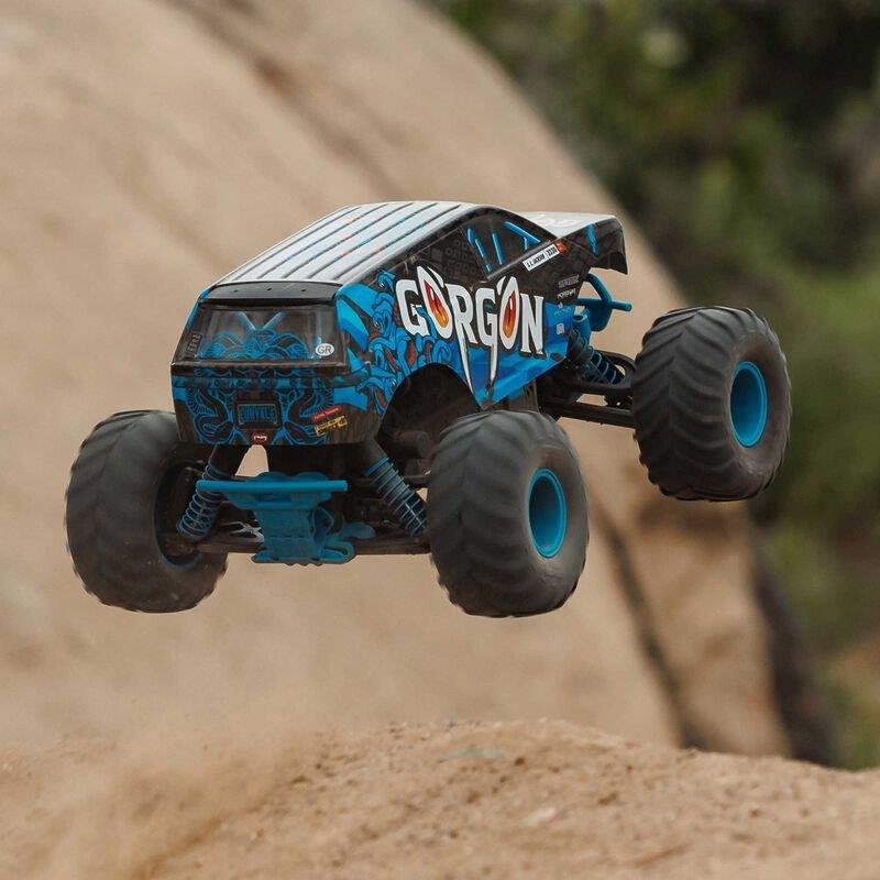 ARRMA 1/10 GORGON 2WD RTR Brushed Monster Truck (Batt & Char Included), Blue - 6